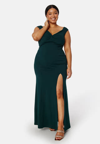 Twist Off Shoulder Gown