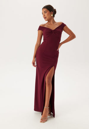 Twist Off Shoulder Gown