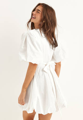 V-neck Bubble Hem Short Dress VIT