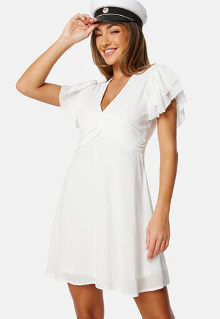 Flounce Sleeve Chiffon Dress