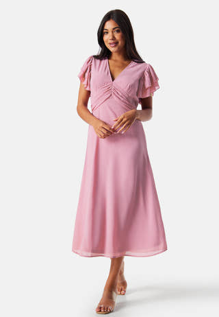 Flounce Sleeve Chiffon Dress