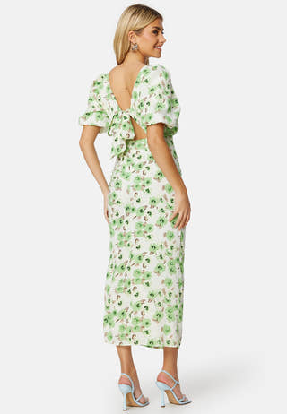Puff Sleeve Bow Midi Dress