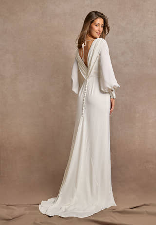 Waterfall Back Satin Wedding Gown