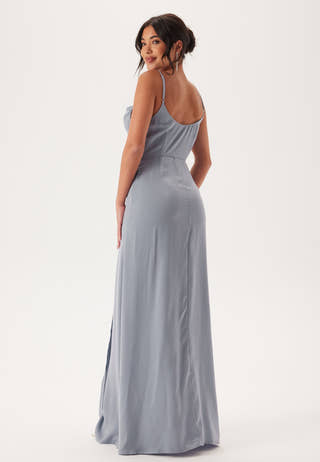 Waterfall Slit Satin Gown