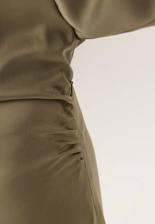 Wide Sleeve Satin Ankle Dress