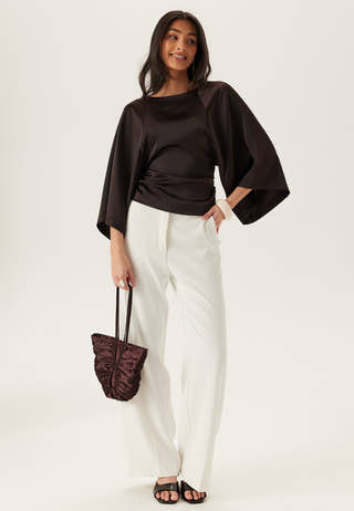 Wide Sleeve Satin Blouse