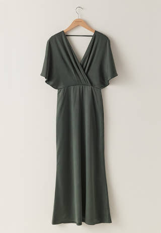 Wrap Satin Ankle Dress