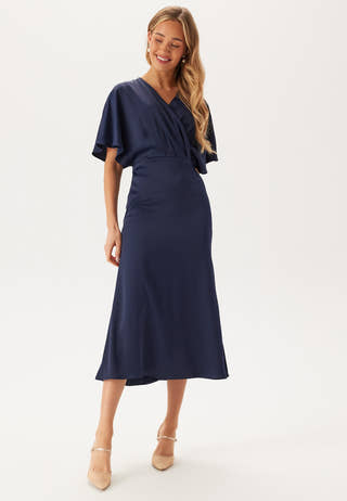 Wrap Satin Midi Dress