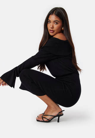 Off Shoulder Knitted Midi Dress
