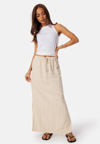 Linen Blend Maxi Skirt