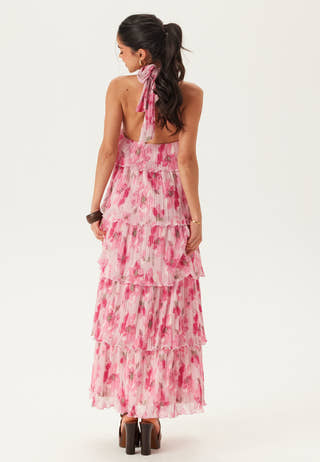 Pleated Flounce Maxi Dress