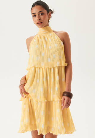 Pleated Flounce Mini Dress