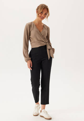 Pleated Long Sleeve Wrap Top