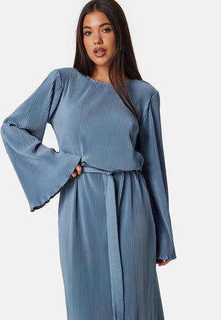 Pleated Tie Midi Dress