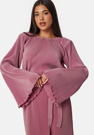 Pleated Tie Midi Dress