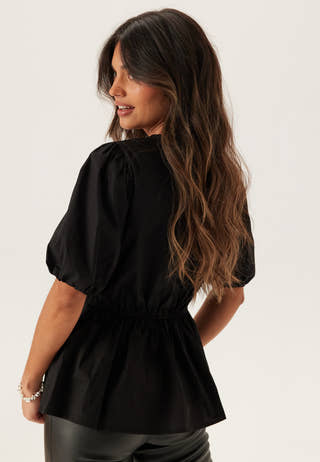 Puff Sleeve Peplum Blouse