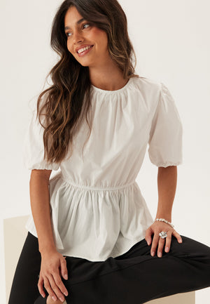 Puff Sleeve Peplum Blouse