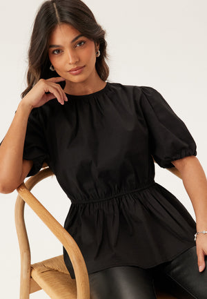 Puff Sleeve Peplum Blouse