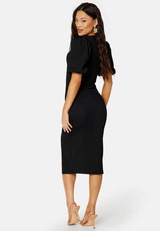 Puff Sleeve Slit Dress