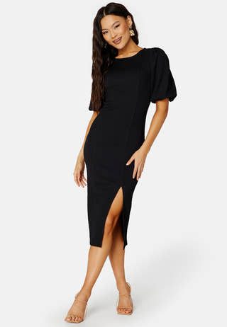 Puff Sleeve Slit Dress