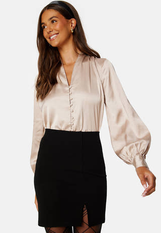 Button Satin Blouse