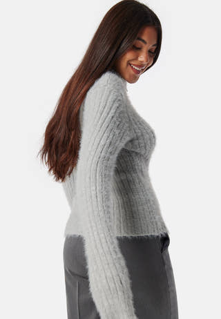 Rib Knitted Zip Cardigan