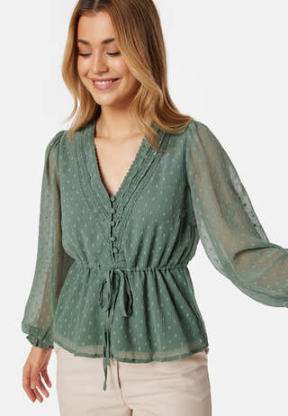 Dobby Dot V-neck Blouse