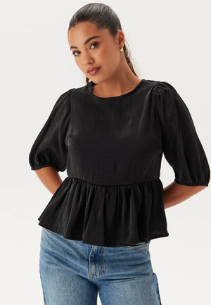 Round Neck Puff Sleeve Blouse
