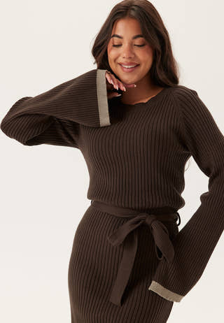 Round Neck Rib Knitted Maxi Dress
