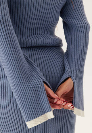 Round Neck Rib Knitted Maxi Dress