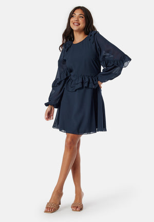 Round Neck Short Frill Dress