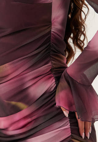 Ruched Mesh Dress