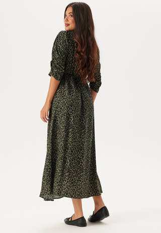 Ruched Sleeve Midi Dress