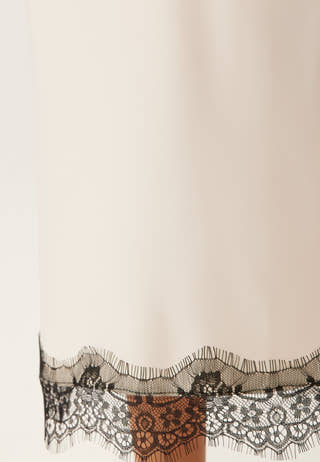 Satin Lace Midi Skirt