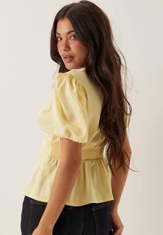 Satin Short Sleeve Blouse