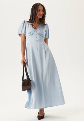 Satin Short Sleeve Maxi Dress