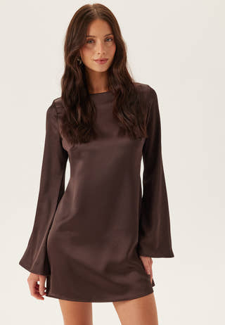 Satin Trumpet Sleeve Short Dress
