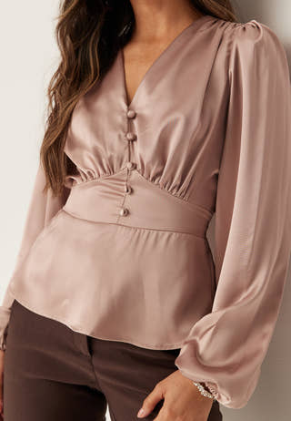 Satin V-neck Blouse