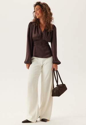 Satin V-neck Blouse