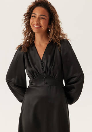 Satin V-neck Maxi Dress