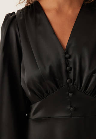 Satin V-neck Maxi Dress