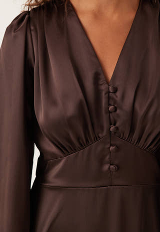 Satin V-neck Maxi Dress