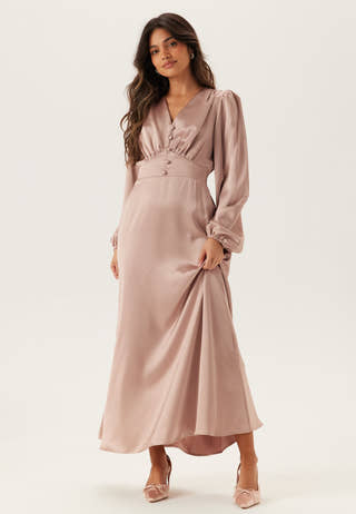 Satin V-neck Maxi Dress