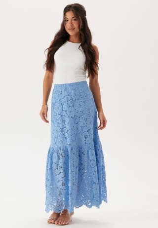 Scalloped Lace Edge Maxi Skirt