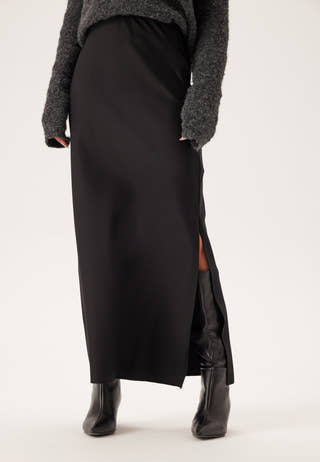 Slit Satin Maxi Skirt