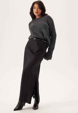 Slit Satin Maxi Skirt