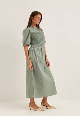 Smock Short Sleeve Cotton Dress