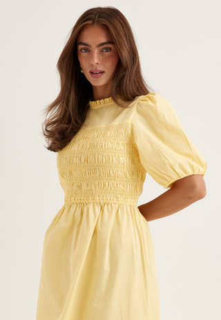 Smock Short Sleeve Cotton Dress