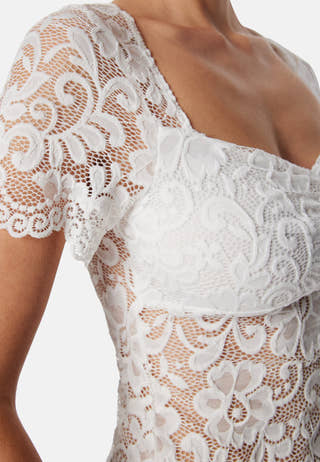 Square Neck Lace S/S Top