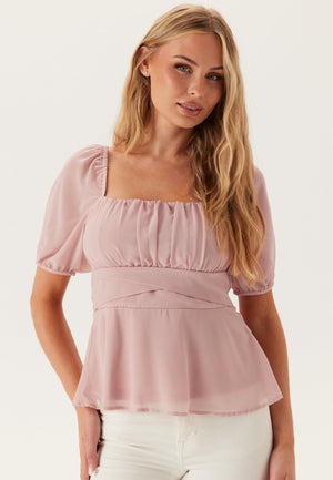 Square Neck S/S Georgette Blouse
